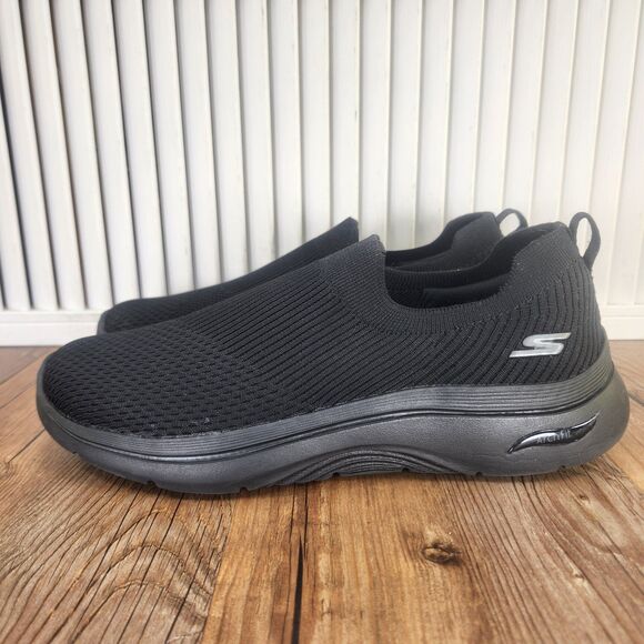 Skechers Go Walk Arch Fit Iconic Womens Sz 10 Triple Black Walking Loafers Shoes - Picture 3 of 9